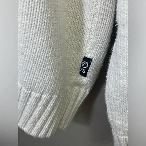 CHAPS size Large Cream Cotton  3-Button Mock Neck Pullover Sweater prep winter - Picture 2 of 12